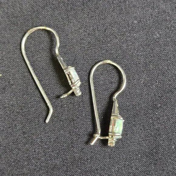 Sterling Silver 925 Opal Drop Earrings with CZ Accent Dangle Pierced Jewelry RJ - Picture 6 of 9